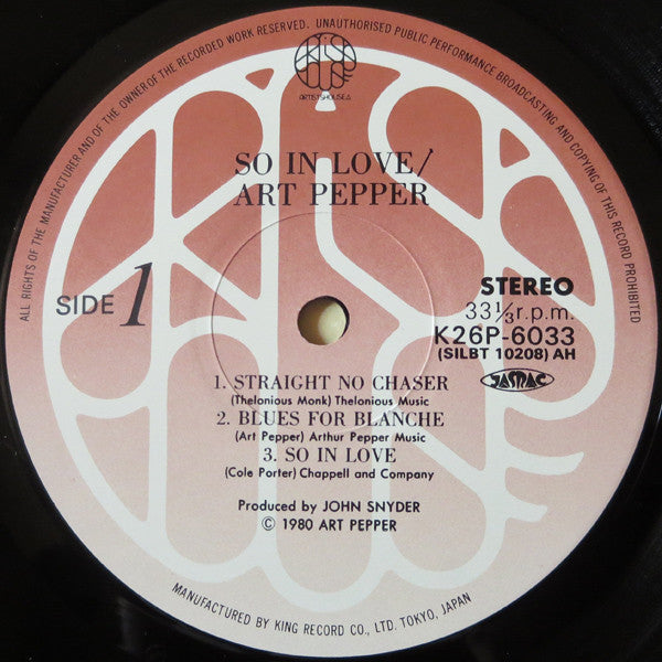 Art Pepper - So In Love (Vinyl, LP, Album)