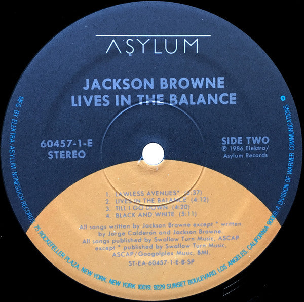 Jackson Browne - Lives In The Balance (Vinyl, LP, Album) Very Good (VG) / Very Good (VG)