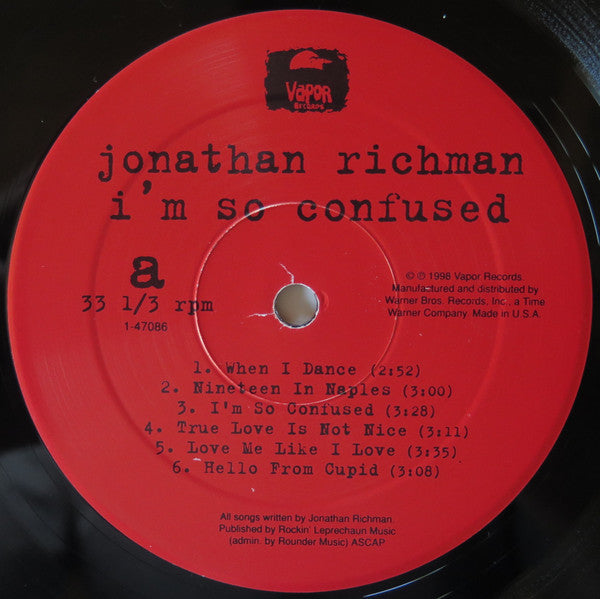 Jonathan Richman - I'm So Confused (Vinyl, LP, Album) Very Good Plus (VG+) / Very Good Plus (VG+)