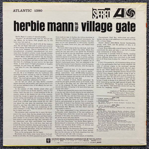 Herbie Mann - Herbie Mann At The Village Gate (Vinyl, LP, Album, Reissue, Stereo) Very Good Plus (VG+) / Very Good (VG)