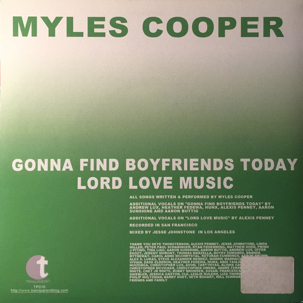 Myles Cooper - Gonna Find Boyfriends Today (Vinyl, 7", Single, 45 RPM, Limited Edition) Very Good Plus (VG+) / Very Good Plus (VG+)