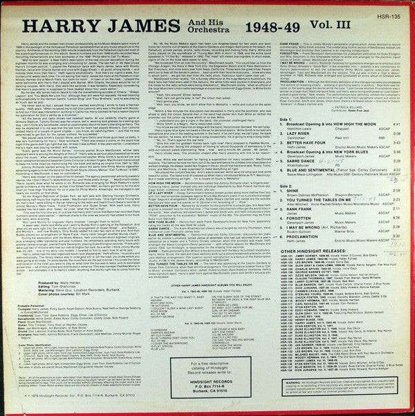 Harry James And His Orchestra - The Uncollected Harry James, Vol. 3, 1948-1949 (Vinyl, LP, Mono) Very Good Plus (VG+) / Very Good Plus (VG+)