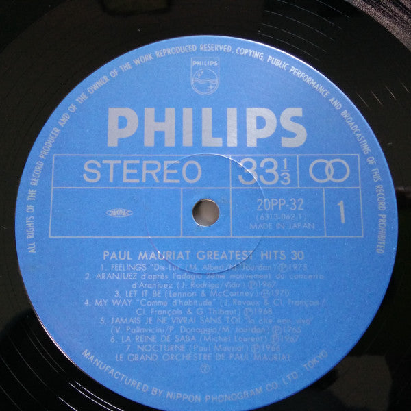 Paul Mauriat - Paul Mauriat Greatest Hits 30 (2xVinyl, LP, Compilation) Very Good (VG) / Very Good Plus (VG+)