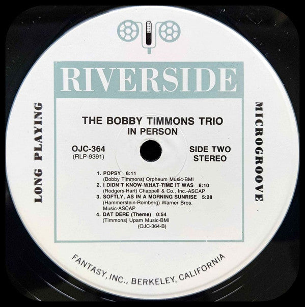 The Bobby Timmons Trio - In Person (Vinyl, LP, Album, Stereo, Reissue, Remastered) Very Good (VG) / Very Good (VG)