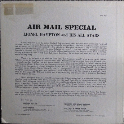 Lionel Hampton All Stars - Air Mail Special (Vinyl, LP, Album, Reissue, Mono) Very Good Plus (VG+) / Good Plus (G+)