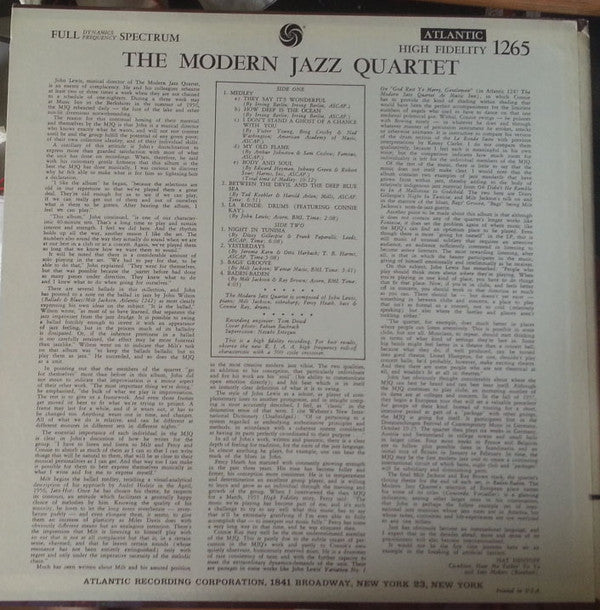 The Modern Jazz Quartet - The Modern Jazz Quartet (Vinyl, LP, Album, Repress, Stereo) Very Good Plus (VG+) / Very Good Plus (VG+)