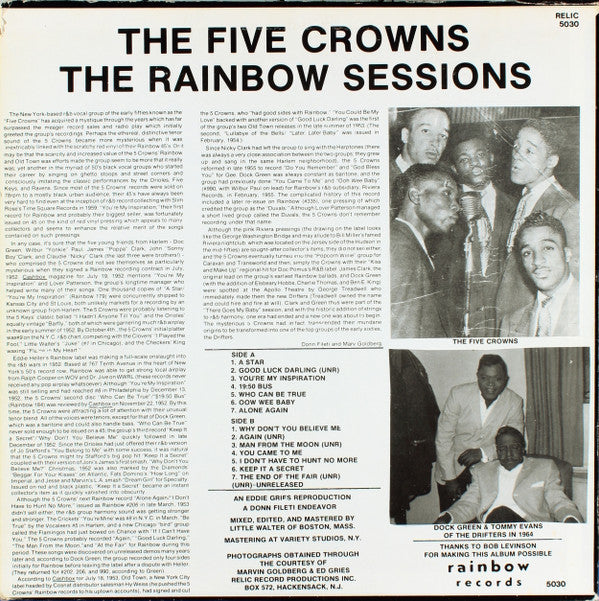 The Five Crowns - The Rainbow Sessions (Vinyl, LP, Album, Compilation) Good Plus (G+) / Very Good (VG)
