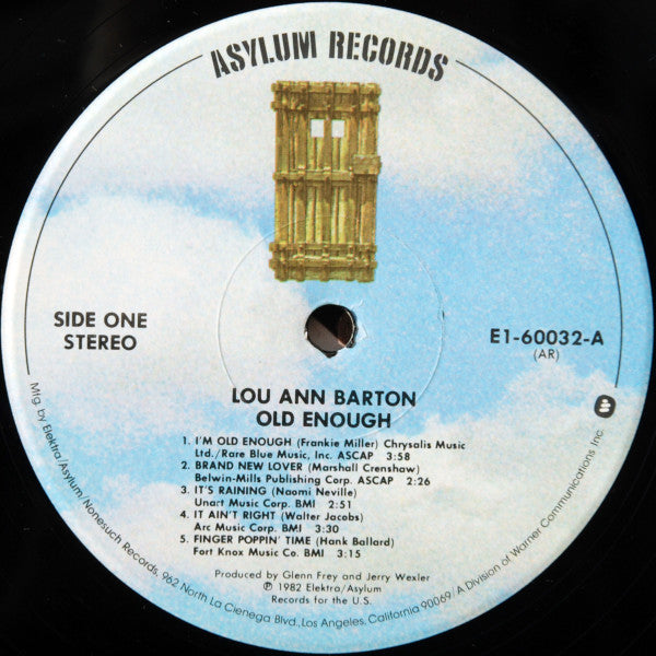 Lou Ann Barton - Old Enough (Vinyl, LP, Album, Stereo) Very Good (VG) / Very Good (VG)