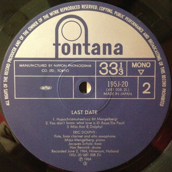 Eric Dolphy - Last Date (Vinyl, LP, Album, Reissue, Mono)