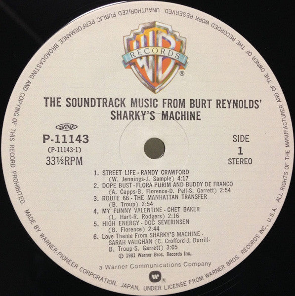 Various - The Soundtrack Music From Burt Reynold's Sharky's Machine (Vinyl, LP) Very Good (VG) / Good (G)