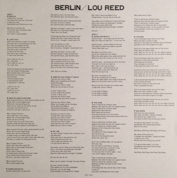 Lou Reed - Berlin (Vinyl, LP, Album, Reissue) Very Good (VG) / Very Good (VG)