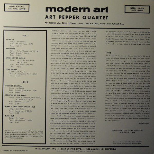 Art Pepper Quartet - Modern Art (Vinyl, LP, Album, Limited Edition,...