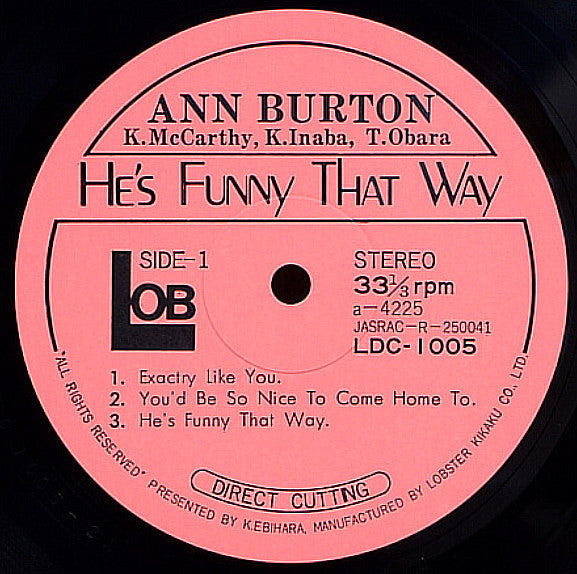 Ann Burton - He's Funny That Way (Vinyl, LP, Album, Limited Edition...