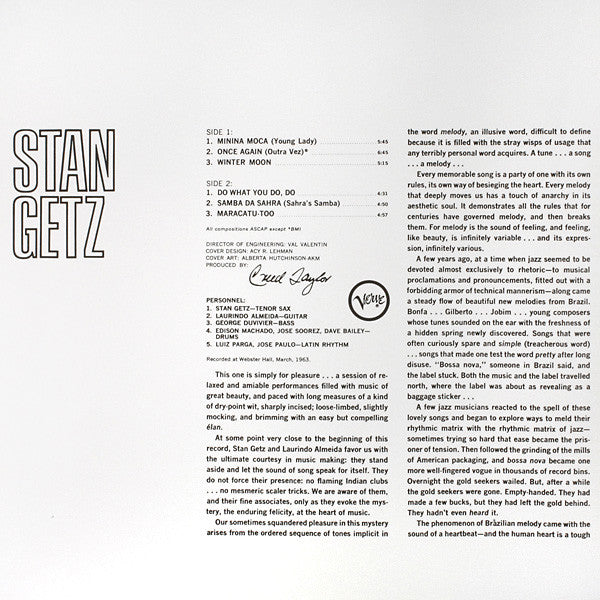 Stan Getz - Stan Getz With Guest Artist Laurindo Almeida (Vinyl, LP, Album, Reissue, Remastered, Stereo) Near Mint (NM or M-) / Near Mint (NM or M-)