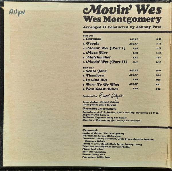 Wes Montgomery - Movin' Wes (Vinyl, LP, Album, Stereo) Good Plus (G+) / Very Good (VG)