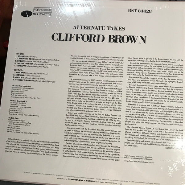 Clifford Brown - Alternate Takes (Vinyl, LP, Album, Reissue, Stereo) Very Good Plus (VG+) / Very Good (VG)