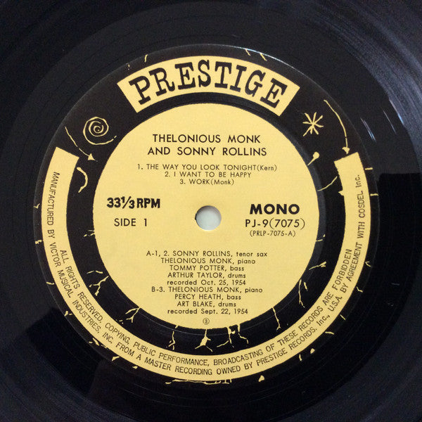 Thelonious Monk - Thelonious Monk / Sonny Rollins (Vinyl, LP, Compilation, Reissue, Remastered, Mono) Very Good Plus (VG+) / Very Good Plus (VG+)