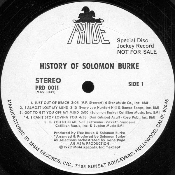Solomon Burke - The History Of Solomon Burke (Vinyl, LP, Compilation, Promo) Very Good (VG) / Very Good (VG)