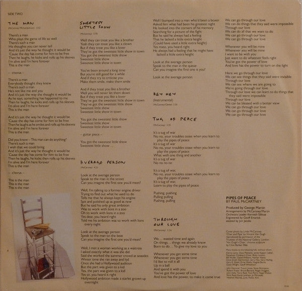 Paul McCartney - Pipes Of Peace (Vinyl, LP, Album, Stereo)