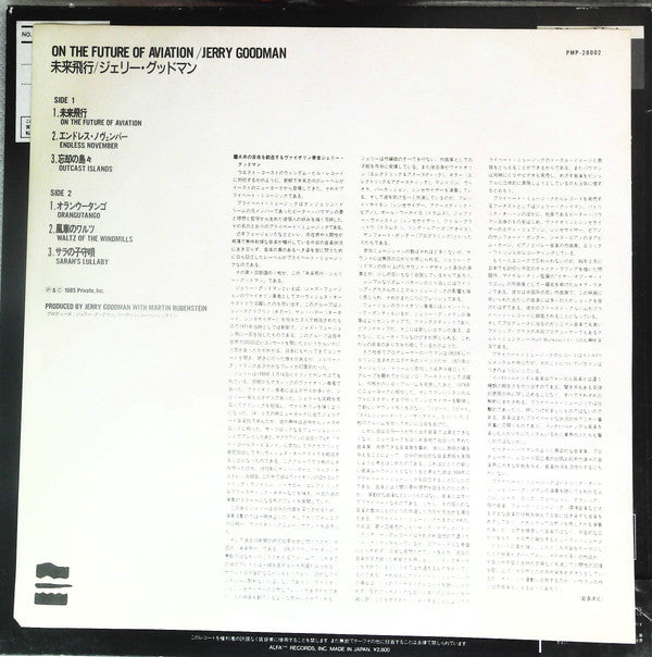 Jerry Goodman - On The Future Of Aviation (Vinyl, LP, Album, Promo, Stereo) Very Good Plus (VG+) / Very Good Plus (VG+)