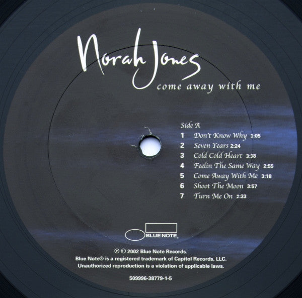 Norah Jones - Come Away With Me (Vinyl, LP, Album, Reissue) Very Good Plus (VG+) / Very Good Plus (VG+)