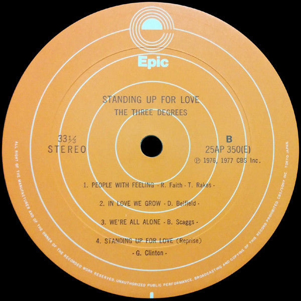The Three Degrees - Standing Up For Love (Vinyl, LP, Album) Near Mint (NM or M-) / Very Good (VG)