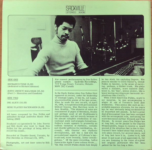 Don Pullen - Solo Piano Album (Vinyl, LP, Album) Very Good Plus (VG+) / Very Good (VG)