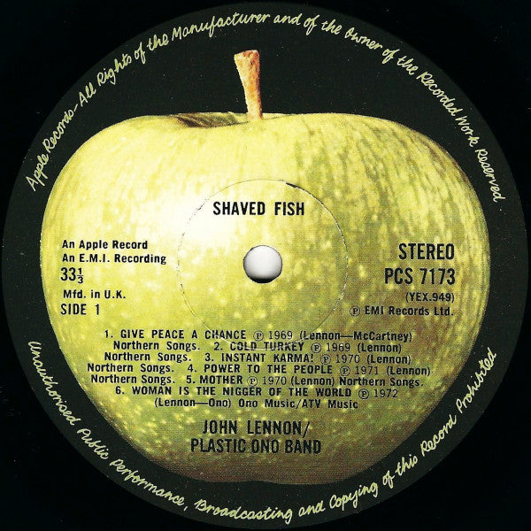 John Lennon - Shaved Fish (Vinyl, LP, Album, Compilation, Stereo) Very Good (VG) / Very Good (VG)