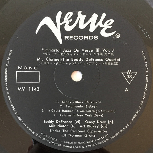 Buddy DeFranco Quartet - Mr. Clarinet (Vinyl, LP, Album, Reissue, Mono) Very Good Plus (VG+) / Very Good Plus (VG+)
