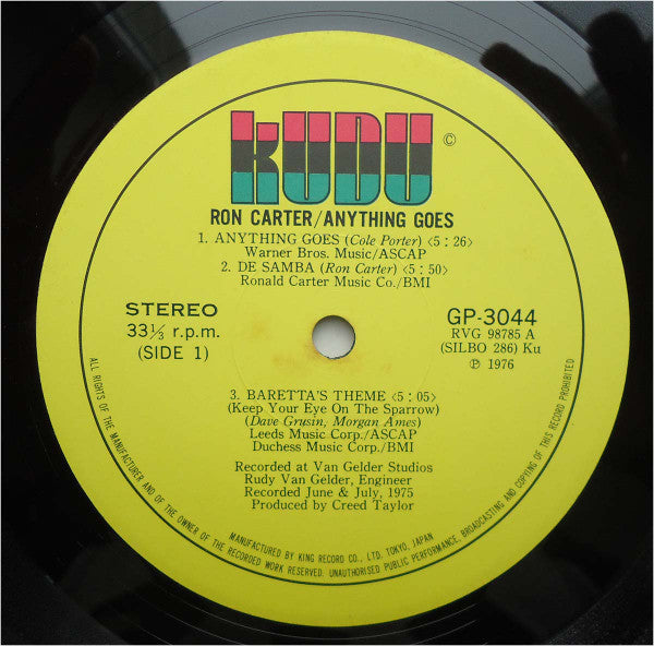 Ron Carter - Anything Goes (Vinyl, LP, Album) Very Good (VG) / Very Good (VG)