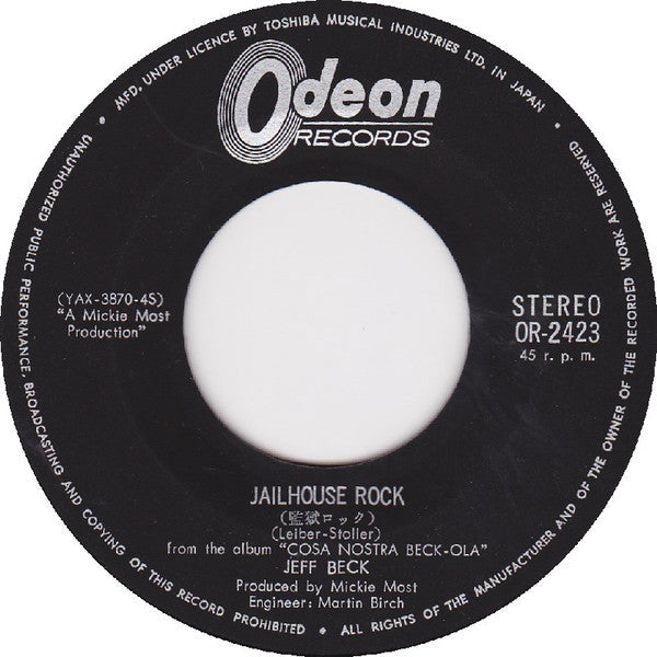 Jeff Beck Group - Jailhouse Rock (Vinyl, 7", 45 RPM, Single, Stereo) Good Plus (G+) / Very Good (VG)