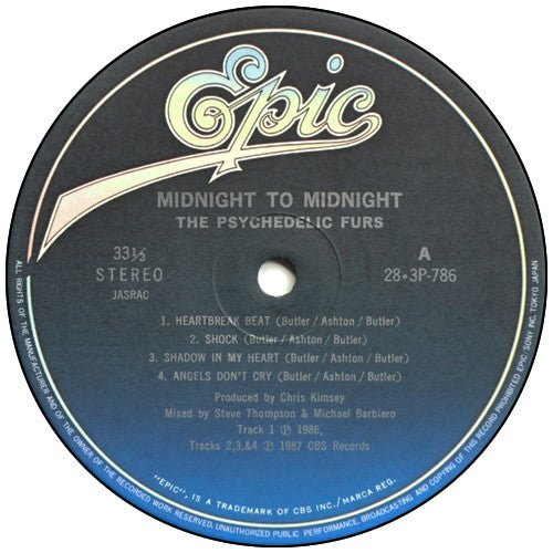 The Psychedelic Furs - Midnight To Midnight (Vinyl, LP, Album) Near Mint (NM or M-) / Very Good (VG)
