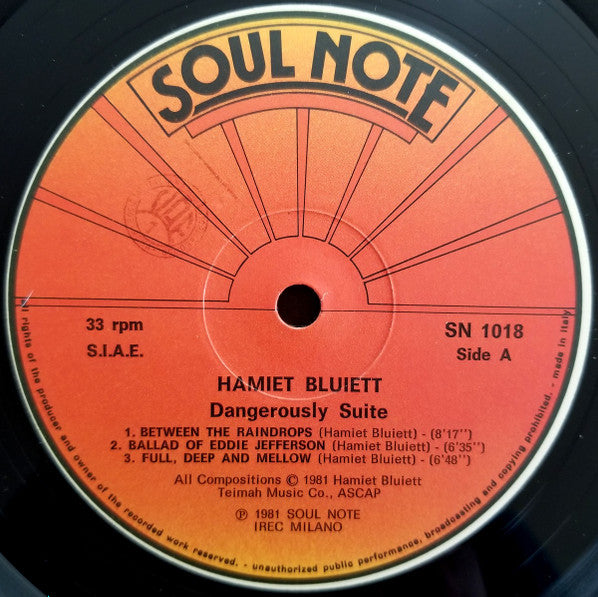 Hamiet Bluiett - Dangerously Suite (Vinyl, LP, Album) Very Good (VG) / Very Good (VG)