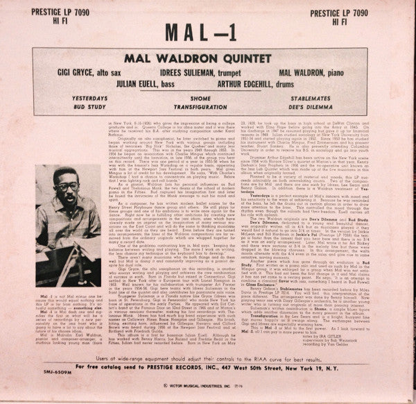 Mal Waldron Quintet - Mal-1 (Vinyl, LP, Album, Reissue, Mono)