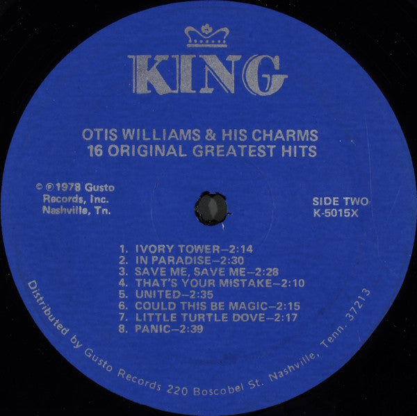 Otis Williams & The Charms - 16 Hits - Contains All Their Greatest Hits (Vinyl, LP, Compilation, Mono) Good Plus (G+) / Good Plus (G+)