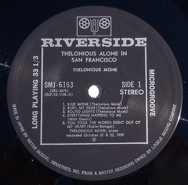Thelonious Monk - Thelonious Alone In San Francisco (Vinyl, LP, Album, Reissue, Stereo) Very Good (VG) / Good Plus (G+)