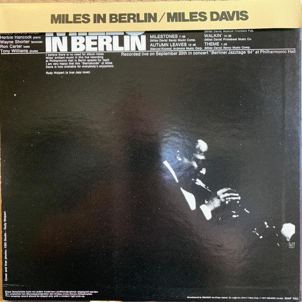 Miles Davis - Miles In Berlin (Vinyl, LP, Album, Reissue, Stereo)