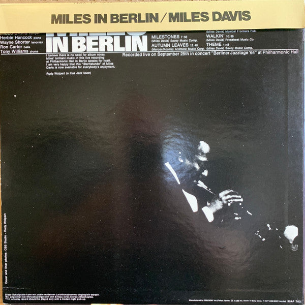 Miles Davis - Miles In Berlin (Vinyl, LP, Album, Reissue, Stereo) Very Good Plus (VG+) / Very Good Plus (VG+)