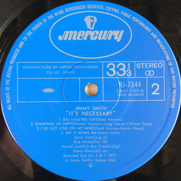 Jimmy Smith - It's Necessary (Vinyl, LP, Album) Very Good (VG) / Very Good (VG)