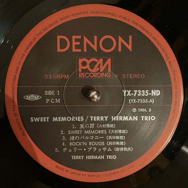 Terry Herman Trio - Sweet Memories (Vinyl, LP, Album, Stereo) Very Good Plus (VG+) / Very Good Plus (VG+)