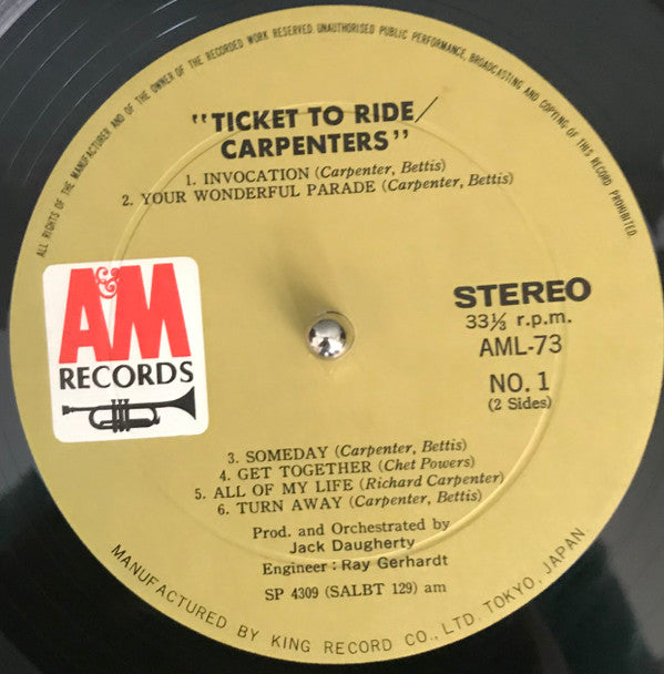 Carpenters - Ticket To Ride (Vinyl, LP, Album)