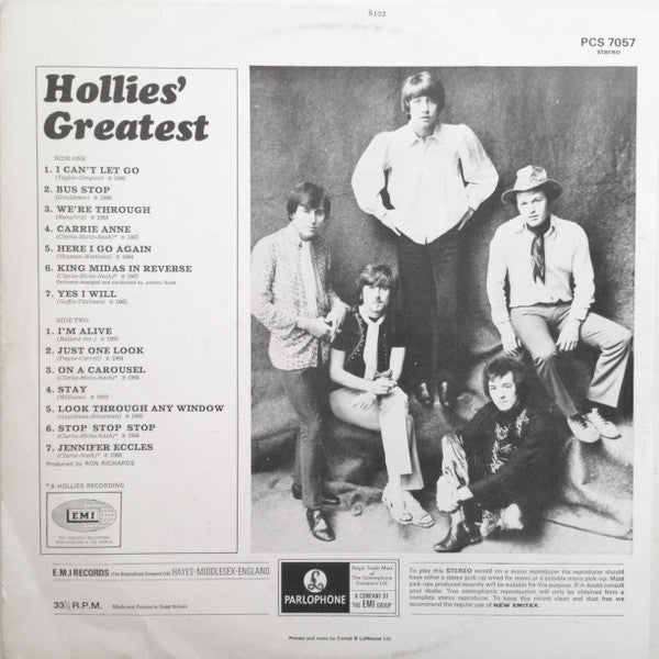 The Hollies - Hollies' Greatest (Vinyl, LP, Compilation, Repress, Stereo) Very Good (VG) / Very Good Plus (VG+)