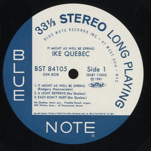 Ike Quebec - It Might As Well Be Spring (Vinyl, LP, Album, Stereo, Reissue) Very Good (VG) / Very Good (VG)