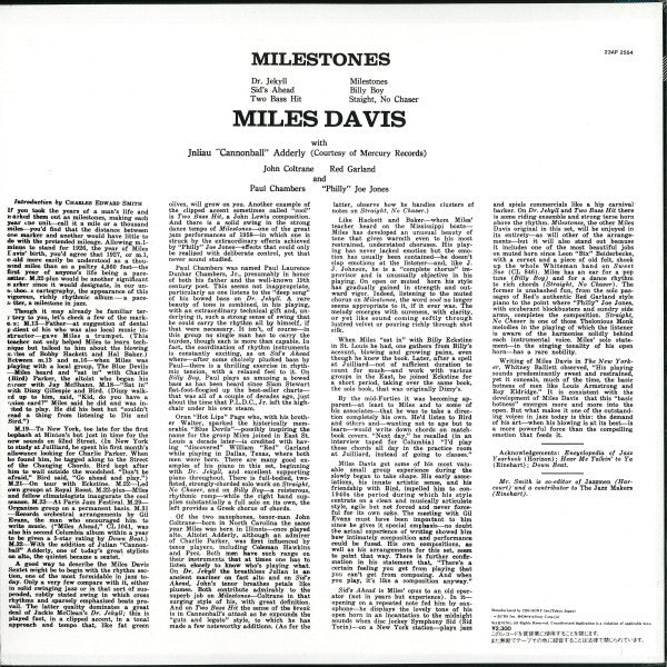 Miles Davis - Milestones (Vinyl, LP, Album, Mono, Reissue)