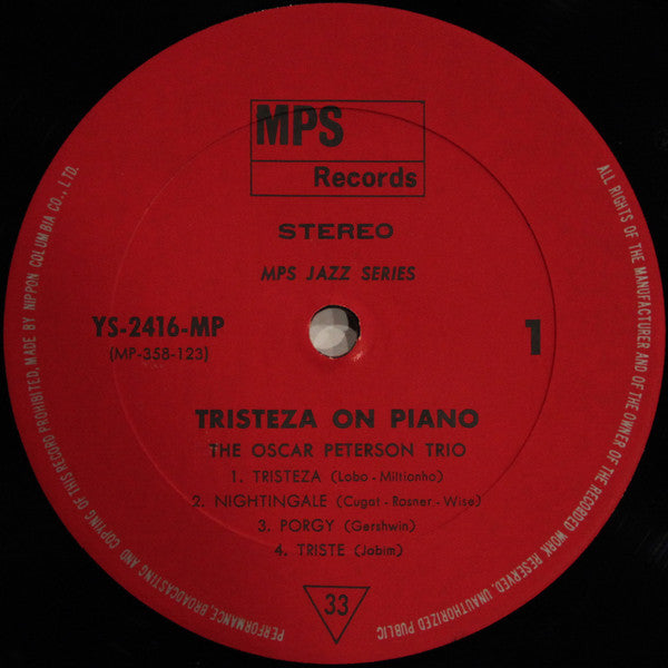 The Oscar Peterson Trio - Tristeza On Piano (Vinyl, LP, Reissue) Very Good Plus (VG+) / Very Good (VG)