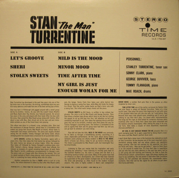 Stanley Turrentine - Stan "The Man" Turrentine (Vinyl, LP, Album, Stereo) Very Good Plus (VG+) / Very Good Plus (VG+)