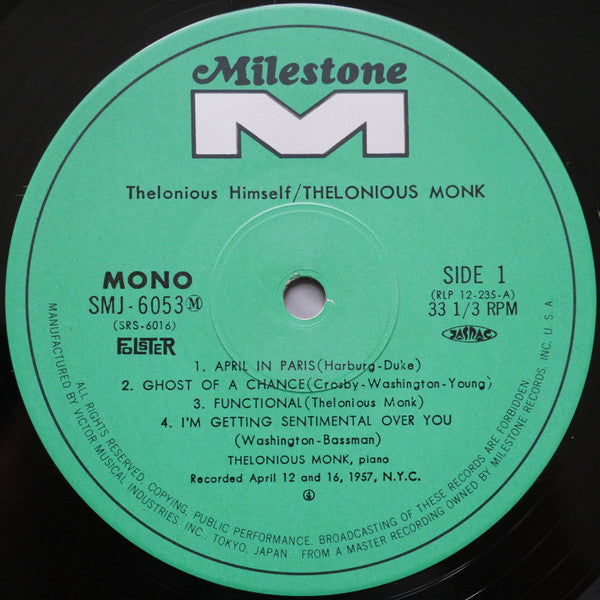 Thelonious Monk - Thelonious Himself (Vinyl, LP, Album, Reissue, Mono)