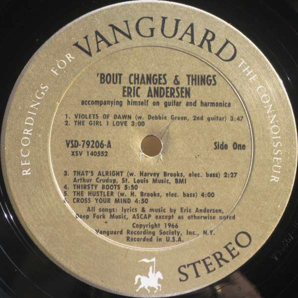 Eric Andersen (2) - 'Bout Changes & Things (Vinyl, LP, Album, Stereo) Very Good Plus (VG+) / Very Good Plus (VG+)