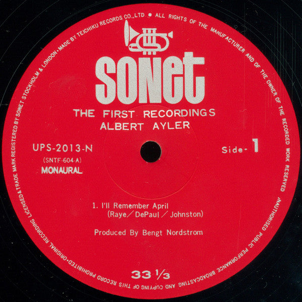 Albert Ayler - The First Recordings (Vinyl, LP, Album, Reissue, Mono)