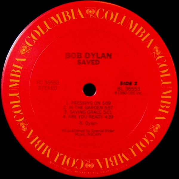 Bob Dylan - Saved (Vinyl, LP, Album) Very Good (VG) / Very Good (VG)